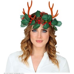 SERRE-TETE CORNES DE RENNE AVEC HOUX ET POMME DE PIN