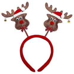 SERRE-TETE CORNES DE RENNE AVEC CHAPEAU DE NOEL CLOCHETTES