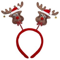 SERRE-TETE CORNES DE RENNE AVEC CHAPEAU DE NOEL CLOCHETTES