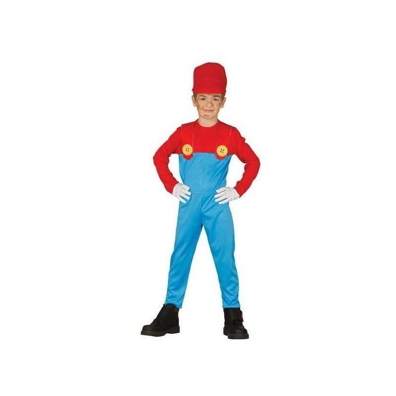 DEGUISEMENT ENFANT PLOMBIER ROUGE ET BLEU TAILLE 7-9 ANS 