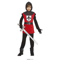 DEGUISEMENT ENFANT CHEVALIER NOIR ET ROUGE TAILLE 5-6 ANS 