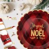 6 ASSIETTES CHIC ROUGE JOYEUX NOEL OR  23 CM 