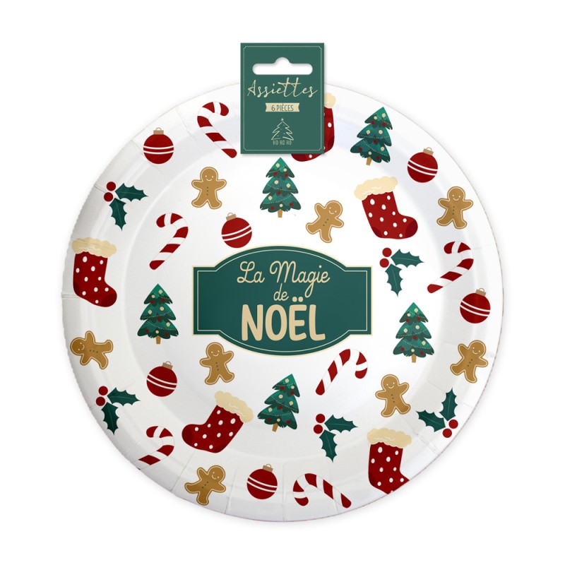 6 ASSIETTES RONDES LA MAGIE DE NOEL  23 CM 