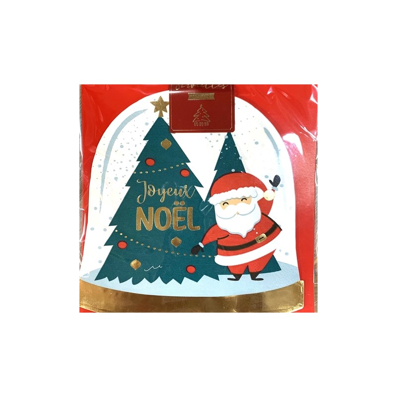 10 SERVIETTES BOULE DE NEIGE SAPIN DE NOEL + PERE NOEL