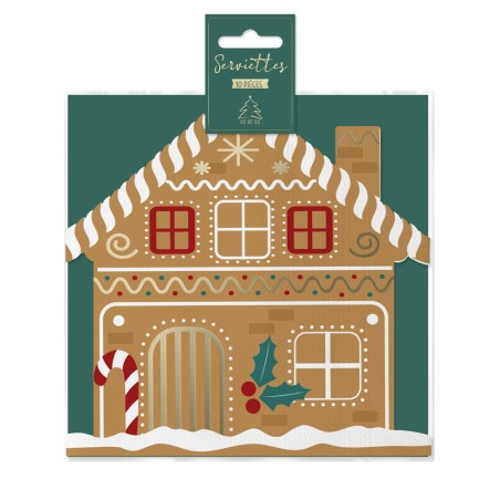 10 SERVIETTES MAISON PAIN D'EPICES THEME NOEL