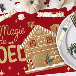 10 SERVIETTES MAISON PAIN D'EPICES THEME NOEL