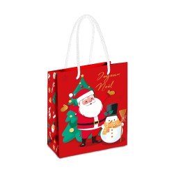 SAC CADEAU GM PERE NOEL SUR FOND ROUGE