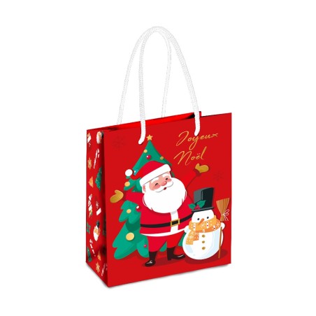 SAC CADEAU GM PERE NOEL SUR FOND ROUGE