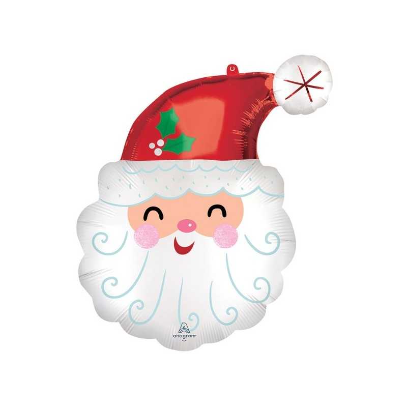 BALLON METALLIQUE TETE DE PERE NOEL 48 X 68 CM 