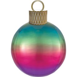 BALLON METALLIQUE  BOULE DE NOEL ORBZ XL  ARC-EN-CIEL 38 X 50 CM 