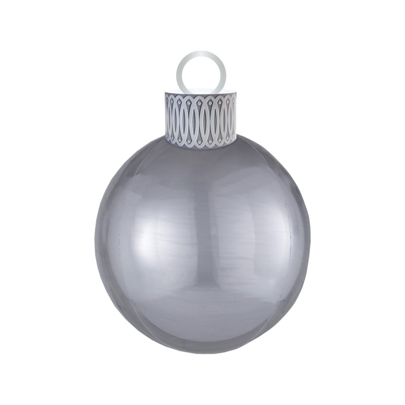 BALLON METALLIQUE  BOULE DE NOEL ORBZ XL  ARGENT 38 X 50 CM 