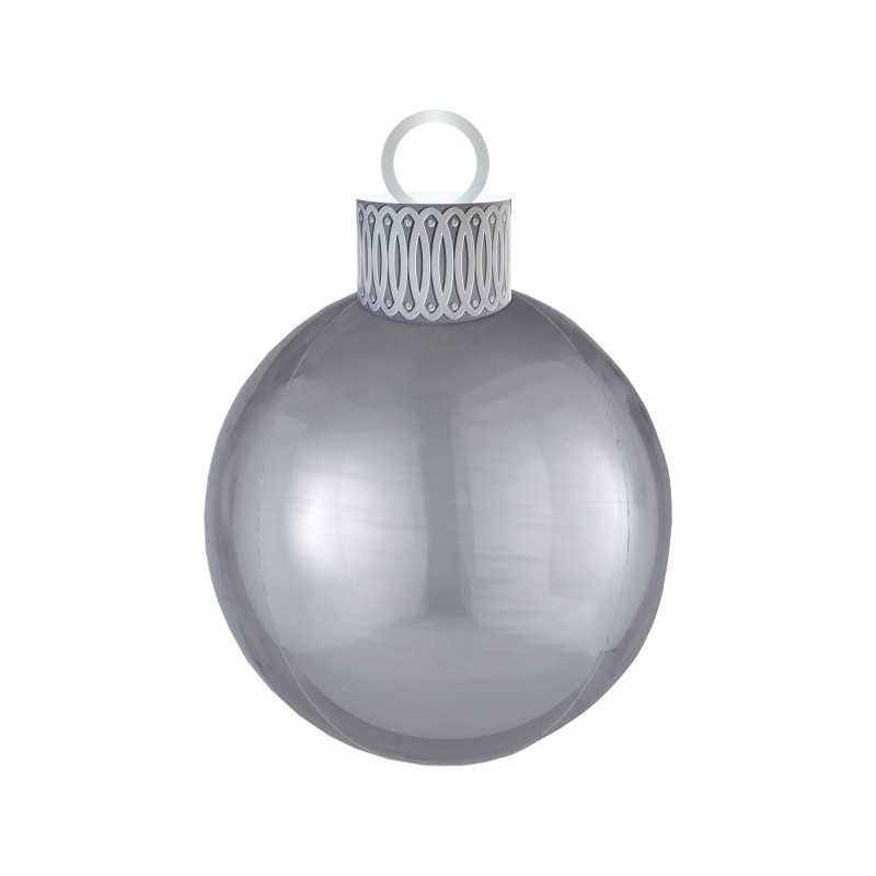 BALLON METALLIQUE BOULE DE NOEL ORBZ XL ARGENT 38 X 50 CM 
