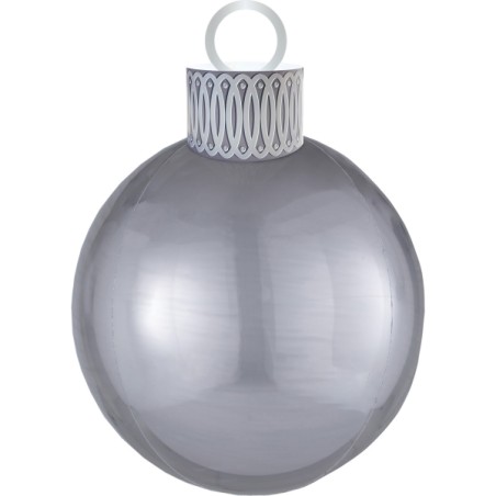 BALLON METALLIQUE  BOULE DE NOEL ORBZ XL  ARGENT 38 X 50 CM 