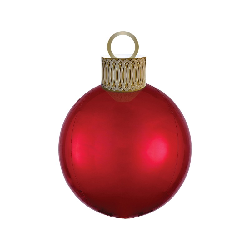 BALLON METALLIQUE  BOULE DE NOEL ORBZ XL  ROUGE 38 X 50 CM 