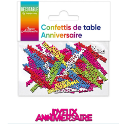 CONFETTIS DE TABLE JOYEUX ANNIVERSAIRE MULTICOLORE