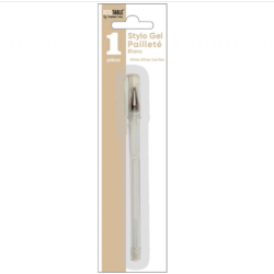 STYLO GEL PAILLETE BLANC 