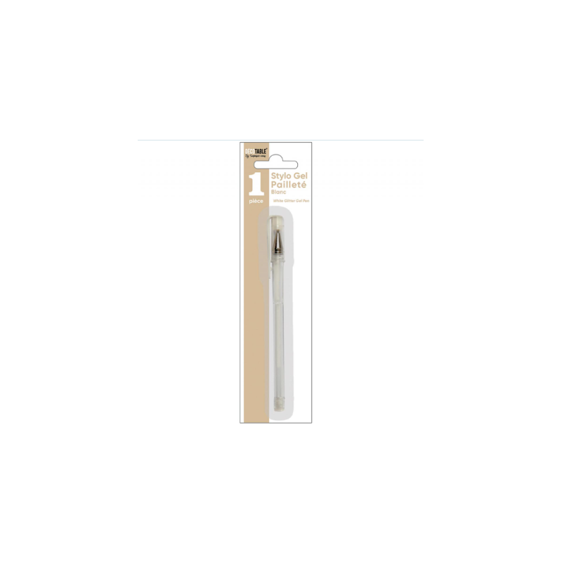 STYLO GEL PAILLETE BLANC