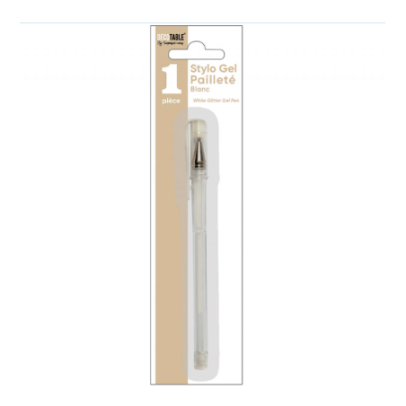 STYLO GEL PAILLETE BLANC 