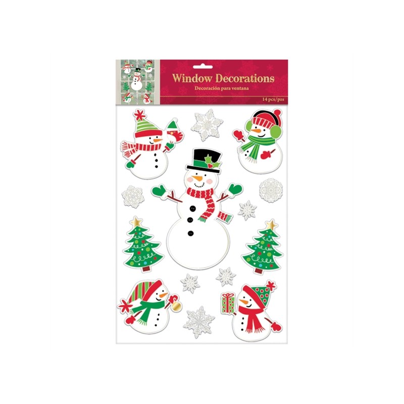 DECORATION DE FENETRE EN VINYLE BONHOMME DE NEIGE 