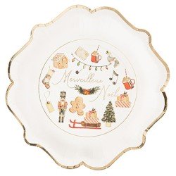 8 ASSIETTES  MERVEILLEUX NOEL GOURMAND THEME NOEL  23 CM 