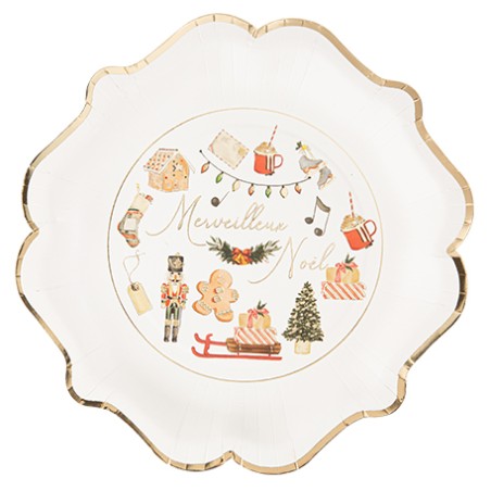 8 ASSIETTES  MERVEILLEUX NOEL GOURMAND THEME NOEL  23 CM 