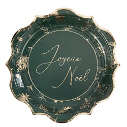 8 ASSIETTES  VERT SAPIN ET OR JOYEUX NOEL THEME NOEL  23 CM 