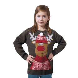 PULL DE NOEL ENFANT RENNE DE NOEL TAILLE 7-9 ANS