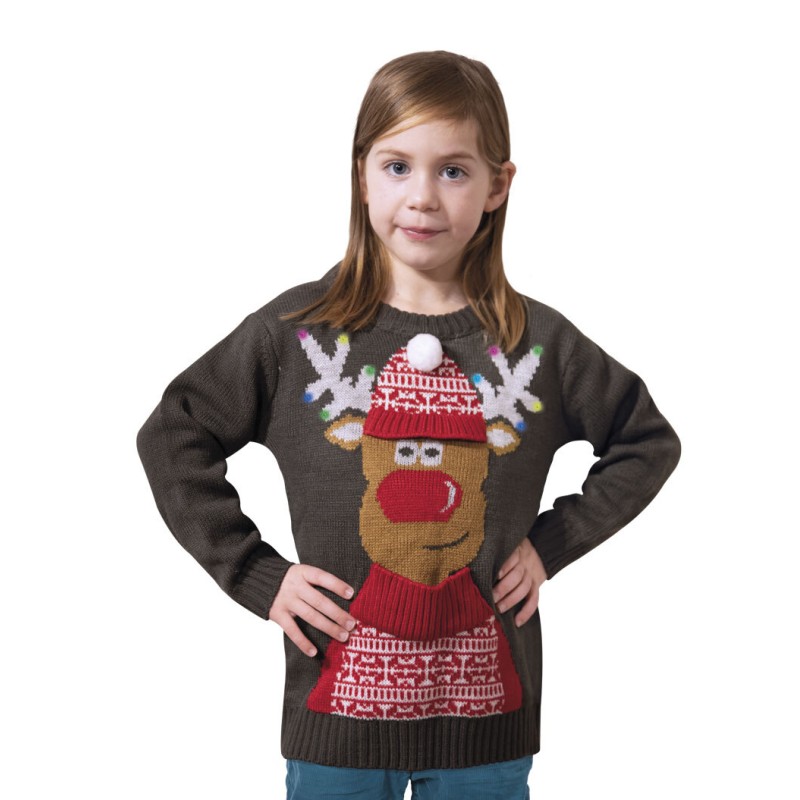 PULL DE NOEL ENFANT RENNE DE NOEL TAILLE 7-9 ANS