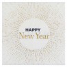 10 SERVIETTES BLANCHE ET OR HAPPY NEW YEAR 33 X 33 CM 