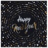 10 SERVIETTES NOIR OR ET ARGENT HAPPY NEW YEAR 33 X 33 CM 