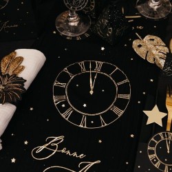 CHEMIN DE TABLE NOIR ET OR BONNE ANNEE 28 CM X 3 M