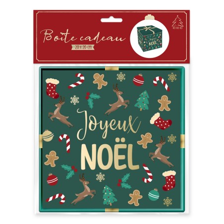 BOITE CADEAU JOYEUX NOEL 20 X 20 X 20 CM