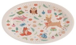 16 ASSIETTES SAPIN ET ANIMAUX DE LA FORET THEME NOEL 23 CM