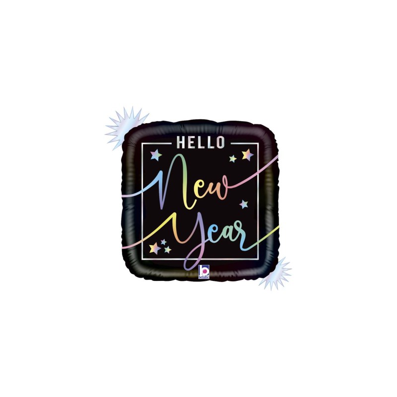 BALLON METALLIQUE HELLO NEW YEAR 46CM NEON 