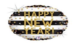 BALLON METALLIQUE HAPPY NEW YEAR 46CM GLITTER 