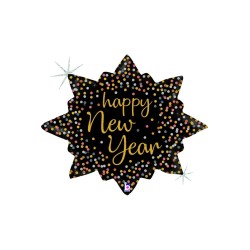 BALLON METALLIQUE HAPPY NEW YEAR 74CM GLITTER HOLOGRAPHIC 