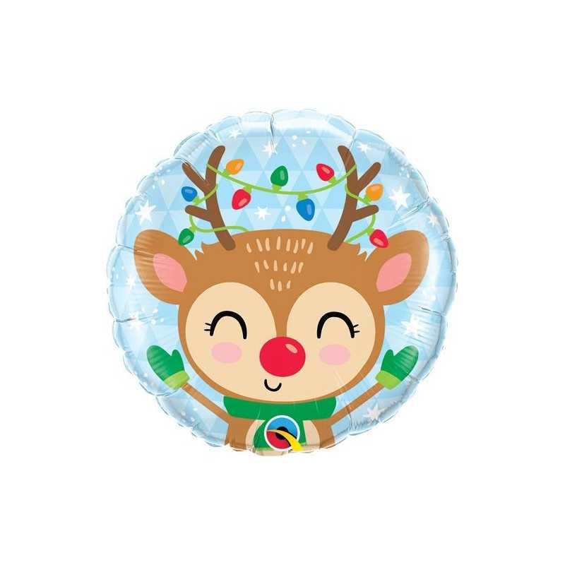 BALLON METALLIQUE 46CM RENNE DE NOEL 