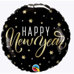 BALLON METALLIQUE ROND HAPPY NEW YEAR 46 CM 