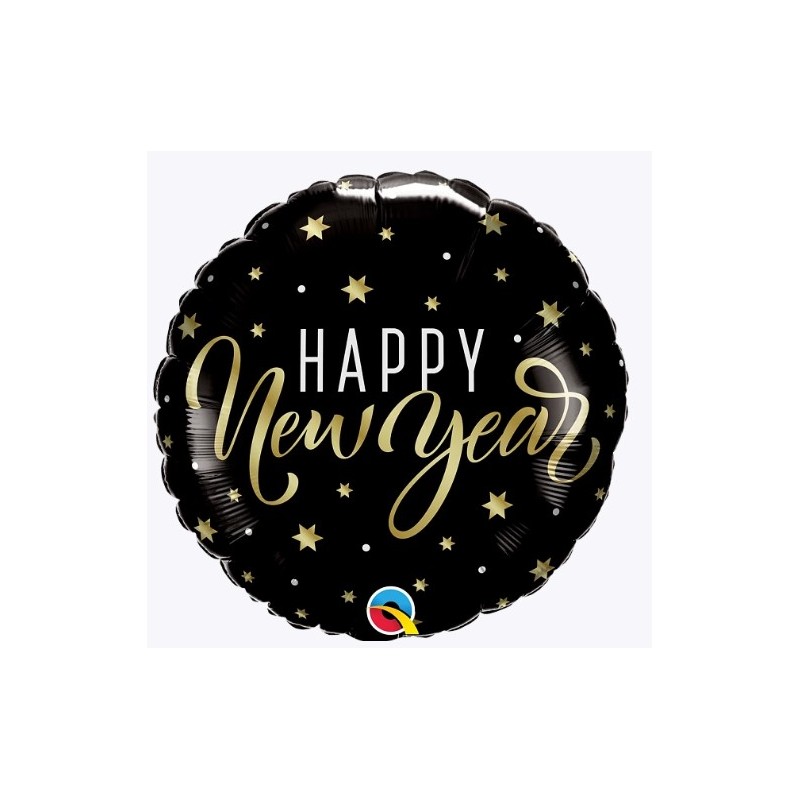 BALLON METALLIQUE ROND HAPPY NEW YEAR 46 CM 