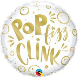 BALLON METALLIQUE ROND POP FIZZ CLINK 46 CM 