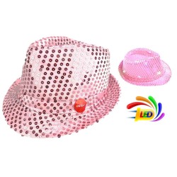 CHAPEAU 6 LEDS SEQUIN ROSE 