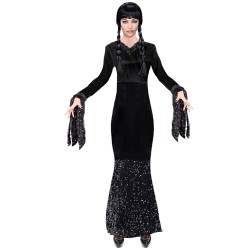 DEGUISEMENT FILLE PRINCESSE NOIR (MORTICIA ) TAILLE 128 CM