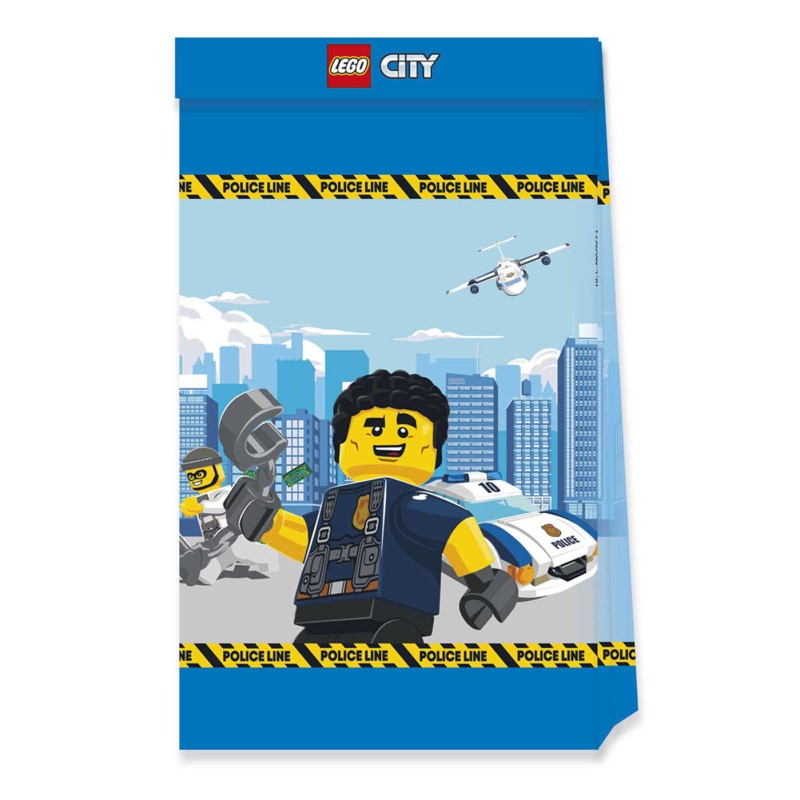 4 SACS CADEAUX OU PARTY BAG  LEGO CITY EN PAPIER