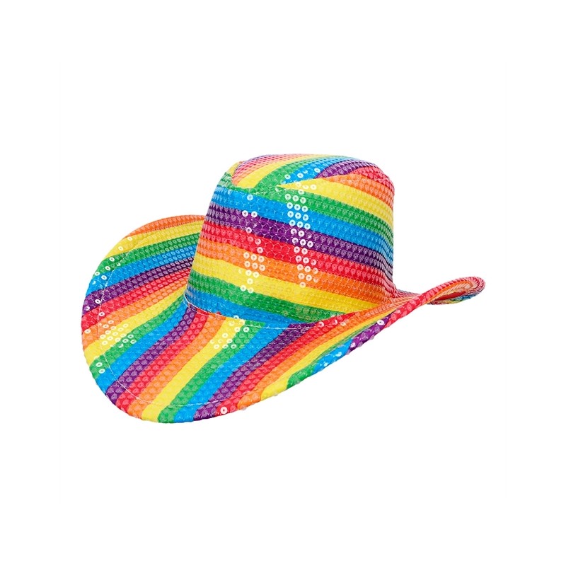 CHAPEAU TISSUS SEQUINS ADULTE WESTERN COWBOY PRIDE MULTICOLORE