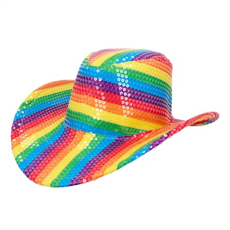 CHAPEAU TISSUS SEQUINS ADULTE WESTERN COWBOY PRIDE MULTICOLORE