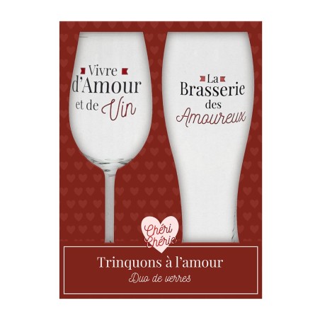 COFFRET DUO VERRE VIN / BIERE SPECIAL ST VALENTIN 