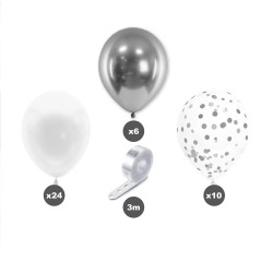 KIT ARCHE A BALLONS PARTY CHIC ARGENT 