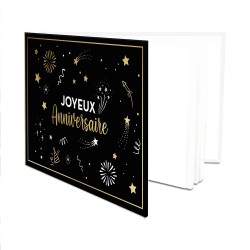 LIVRE D'OR 20 PAGES OR ET NOIR JOYEUX ANNIVERSAIRE 