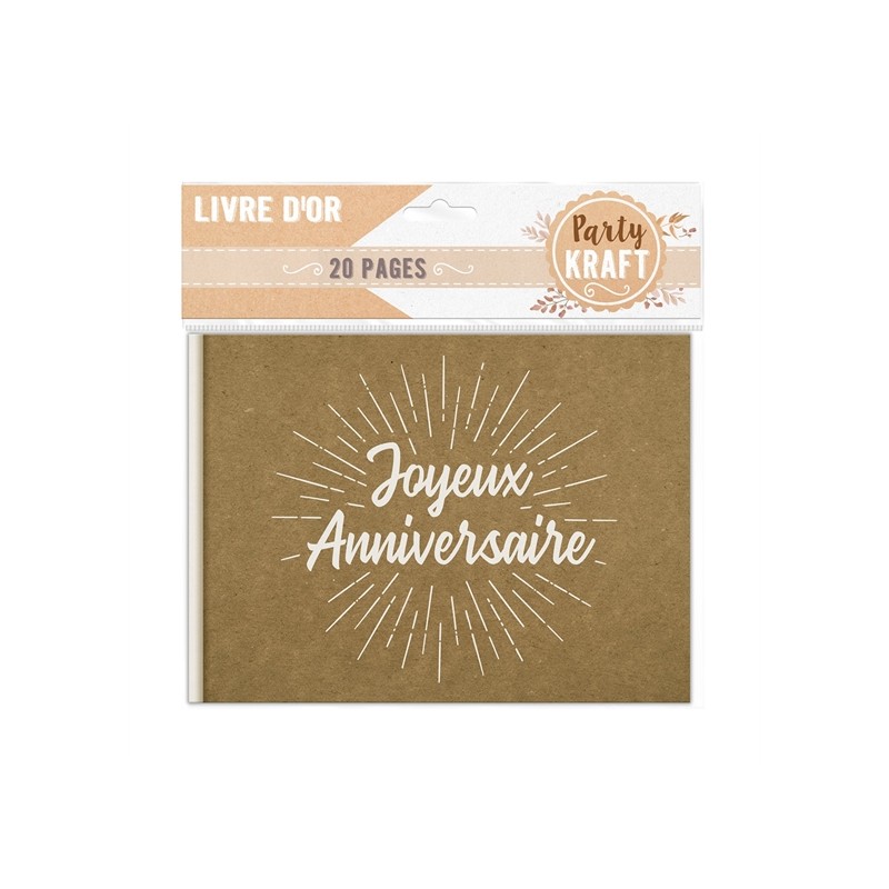 LIVRE D'OR 20 PAGES PARTY KRAFT JOYEUX ANNIVERSAIRE 