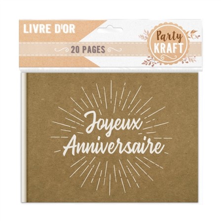 LIVRE D'OR 20 PAGES PARTY KRAFT JOYEUX ANNIVERSAIRE 